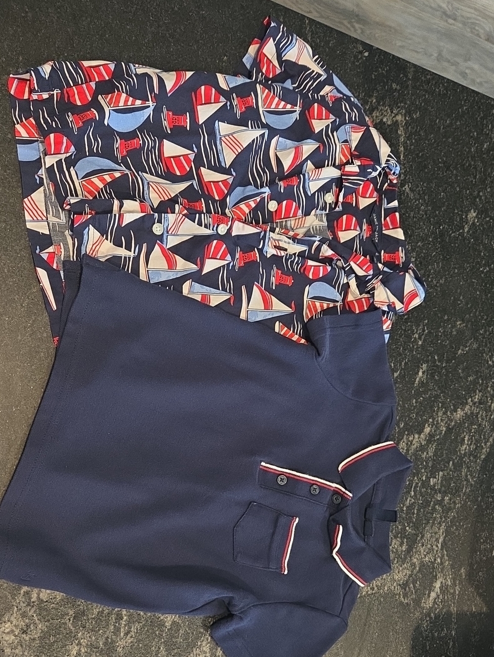 Janie and Jack Navy Polo and Sailboat-Print Shirt Set
